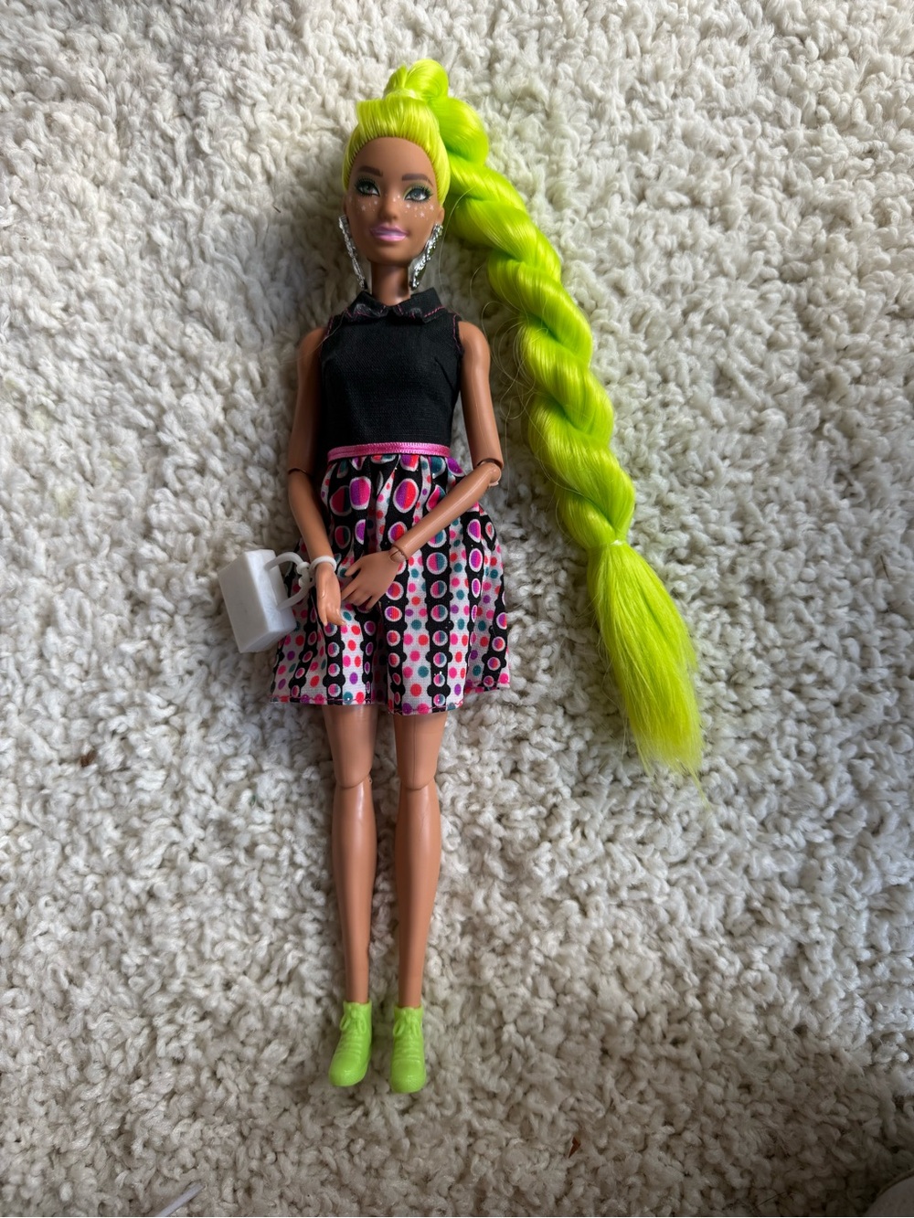 2015 Barbie extra Fashion Doll #11 long Neon green Braided Hair and accessories